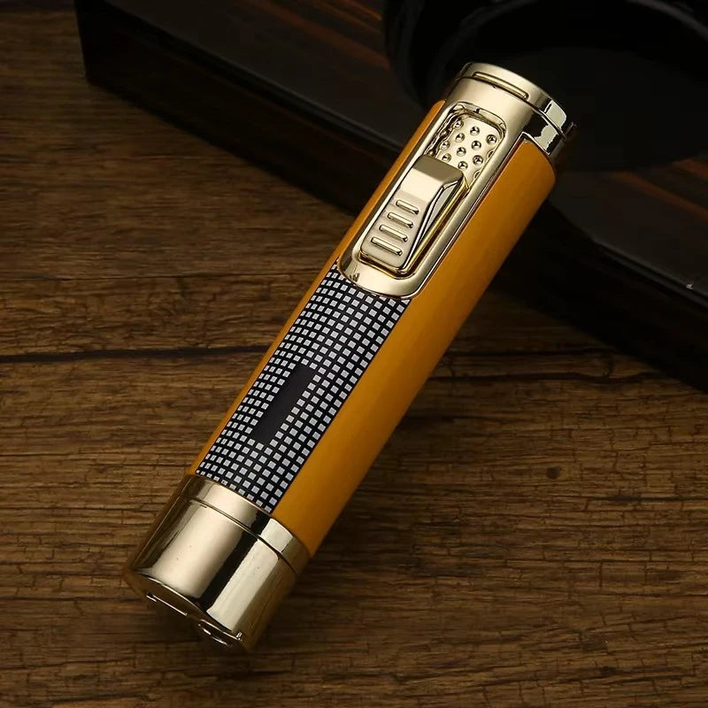 HONEST Windproof Jet Flame Lighter - Butane-filled Metal Torch with Cigar Punching Tool for Outdoor/moxibustion