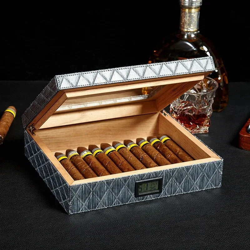 Handmade Wooden Cigar Humidor with Glass Top