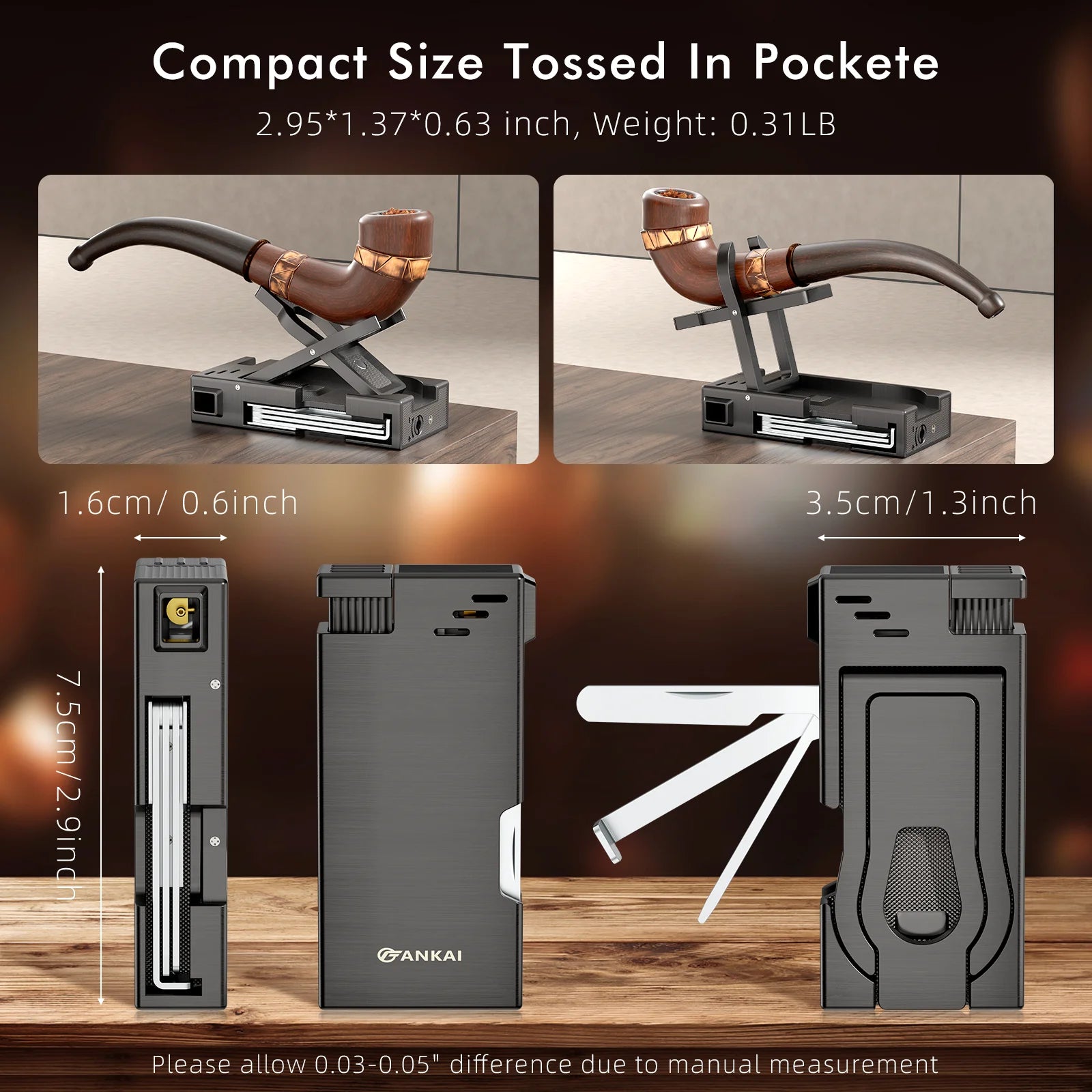 ANKAI Multifunctional Refillable Butane Lighter with Angled Soft Flame