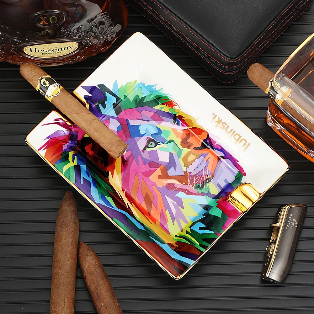 LUBINSKI Colorful Ashtray Cigar Smoking Tool Portable 2 Tube Home Cigar Ash Tray Holder