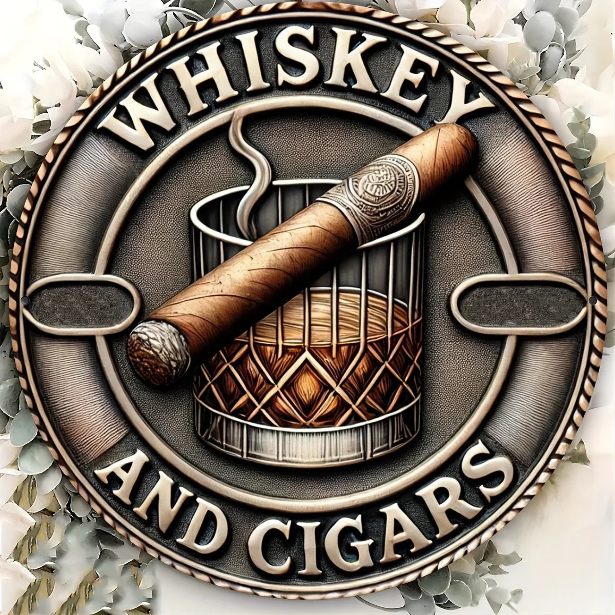 Whiskey And Cigar Tin Painting Wall Decor