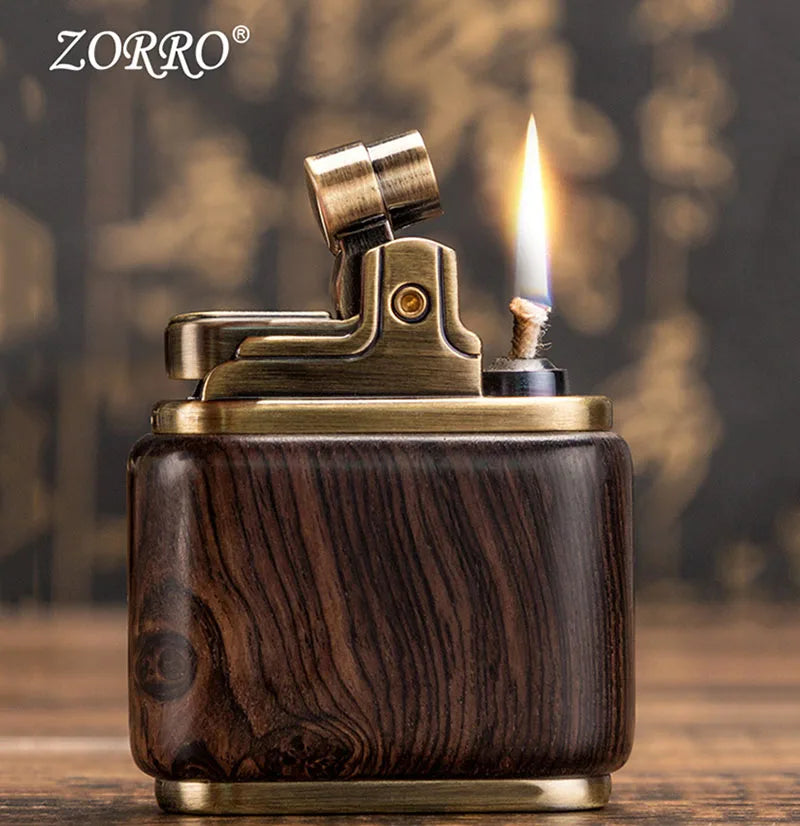 Zorro Pure Copper Kerosene Lighter w/ Handmade Wood Shell
