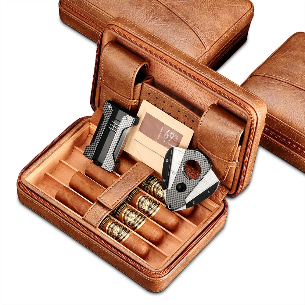 GALINER Travel Leather Cedar Wood Lined  Case