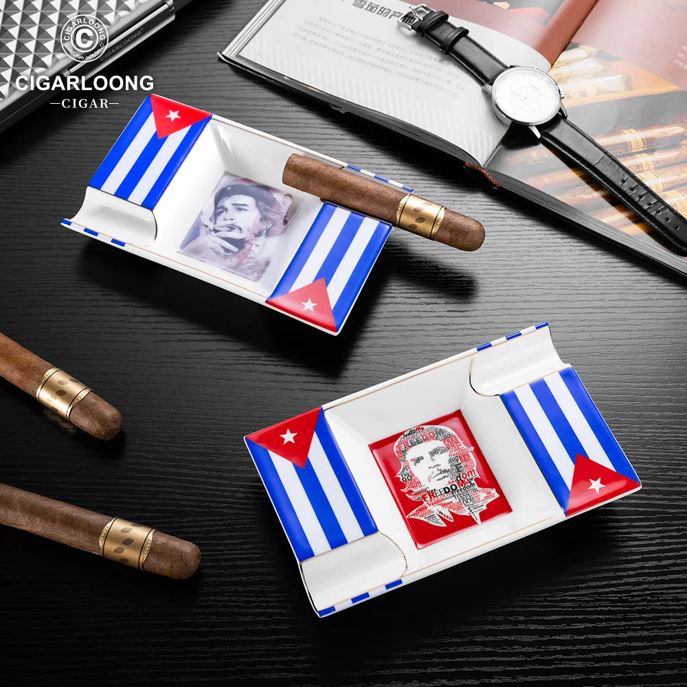 Ashtray Cigar Ashtray Ceramic Craft 2 Slots Large Caliber Trough Luxury Exquisite Smoking Accessories with Logo for Gift CG-24K3