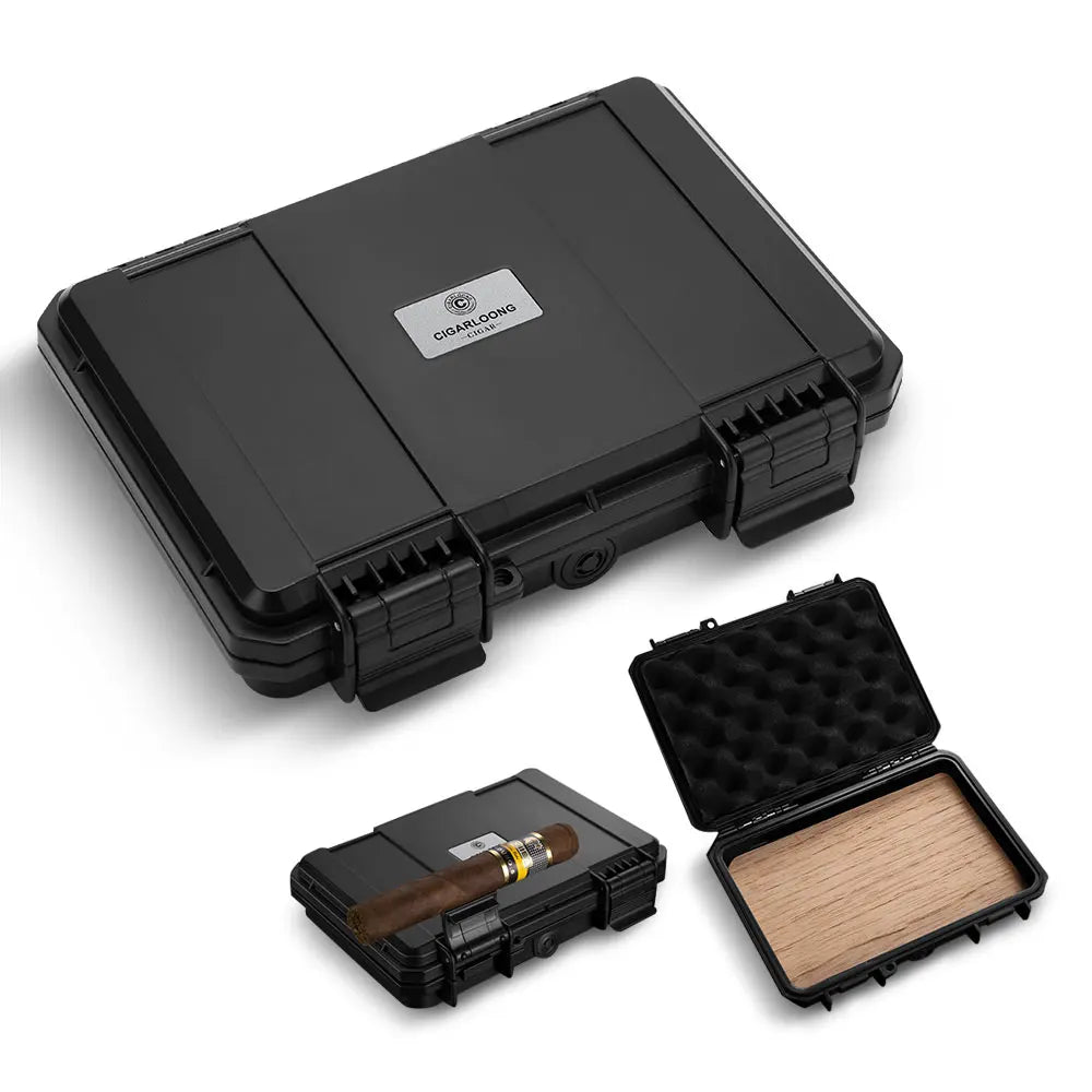 CIGARLOONG Cigar Humidor Box Portable Travel Cigar Case Cedar Wood Flip Lid Creative Smoking Accessory for 5pcs Cigars CA-24DAC