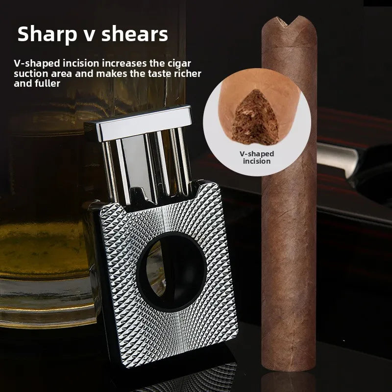 Cigar Shears Accessories, Metal V-shaped Scissors, Portable Sharp Spring High-end Cigarette Equipment Gift Wholesale Men's Tools