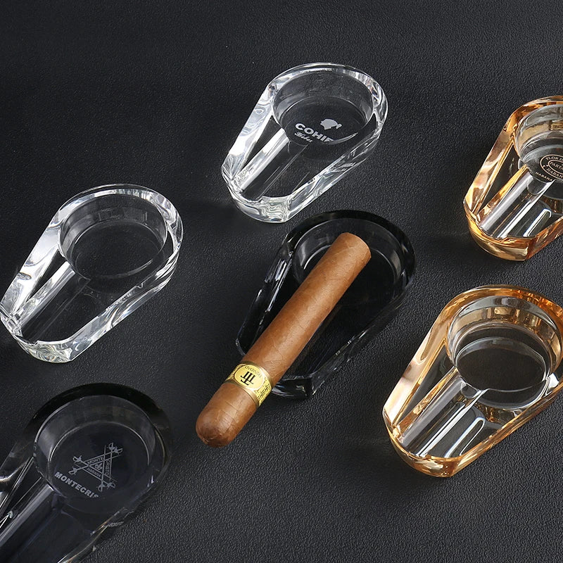 Cigar Ashtray Crystal Glass Cigarette Holder Outdoor AshTray for Patio IndoorHome OfficeTabletop Desk smoking accessories