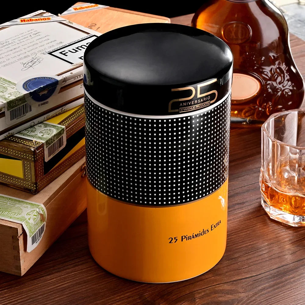 Ceramic Cigar Humidor Luxury Stored Cigar Jar Tobacco for Home Large Diameter Travel Cigar Humidor Box Tube with Gift Box