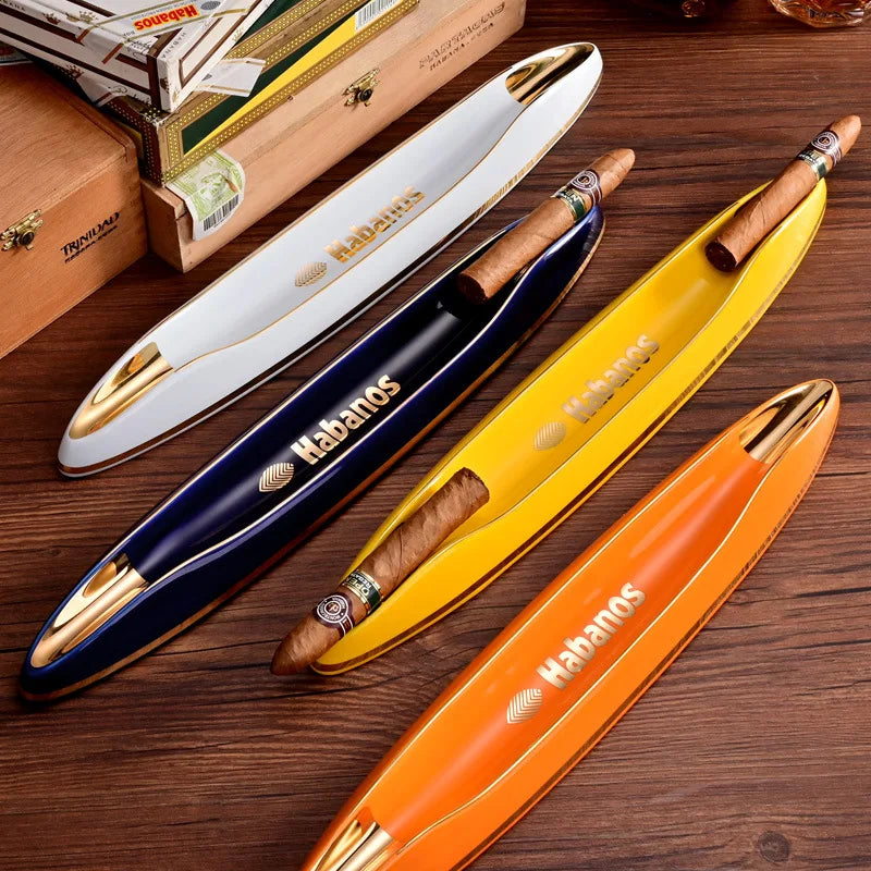 Stylish Elongated Fashionable Ceramic Cigar Ashtray