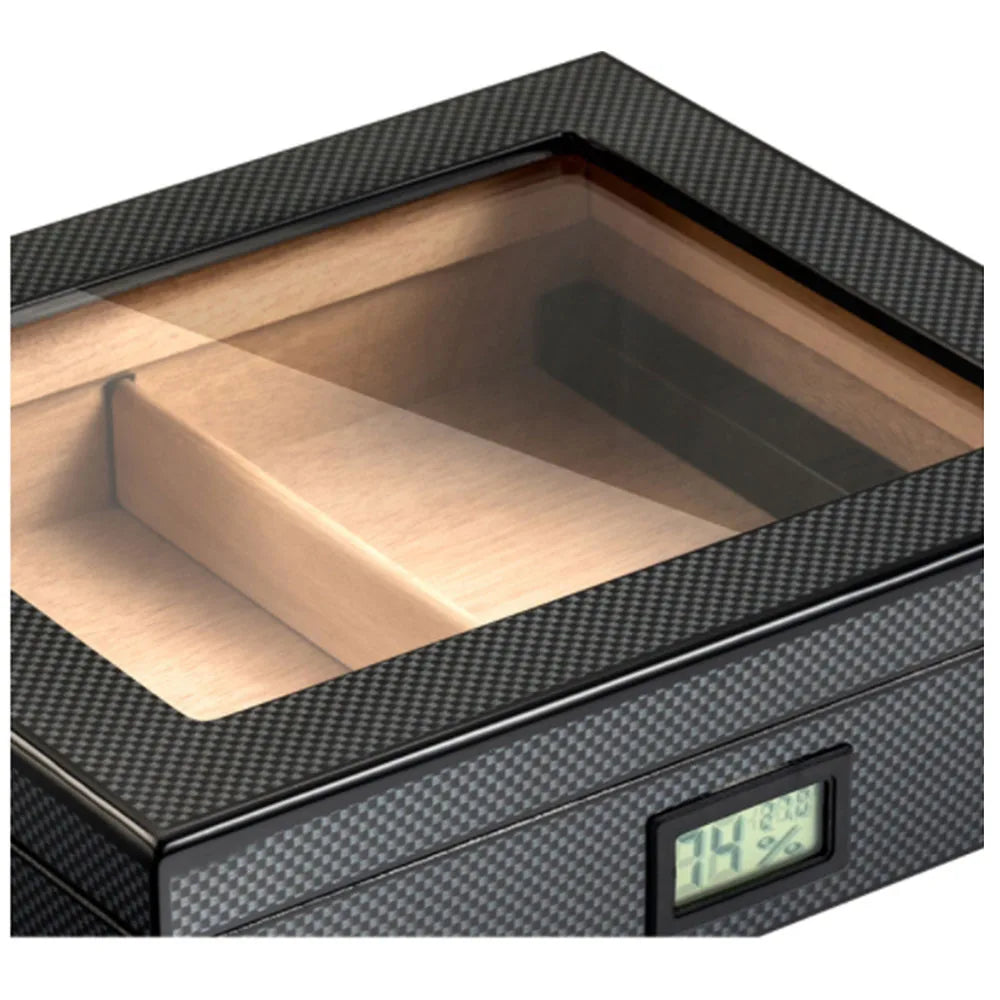 Cigar Humidor With Hygrometer Humidifier Humidor Portable Cigar Box Cigar Moisturizing Carbon Fiber Cigar Box