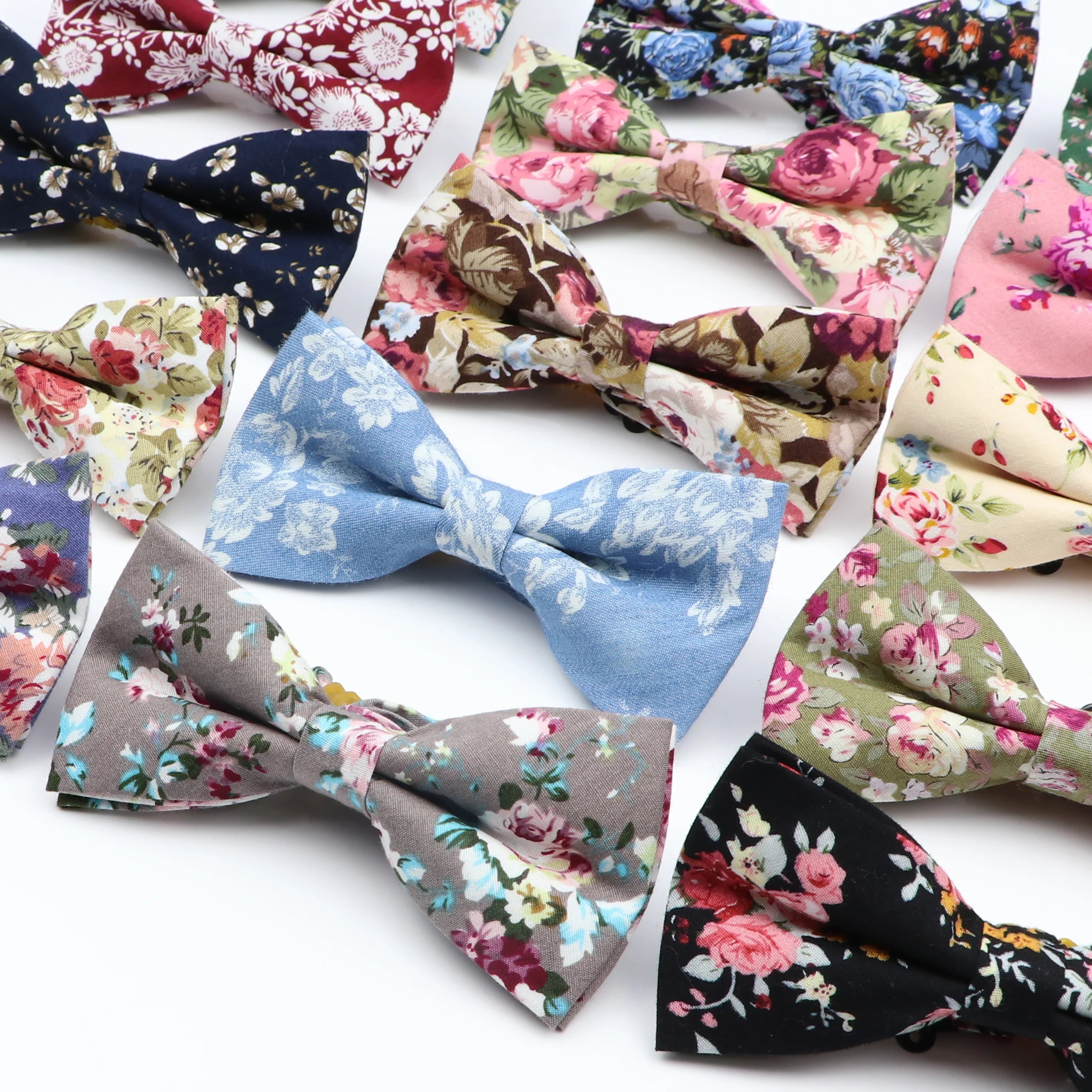 New Colorful Floral Bow Ties Fashion Cotton Print Bowtie Neckties For Men Wedding Party Business Suits Gravata Butterfly Cravats