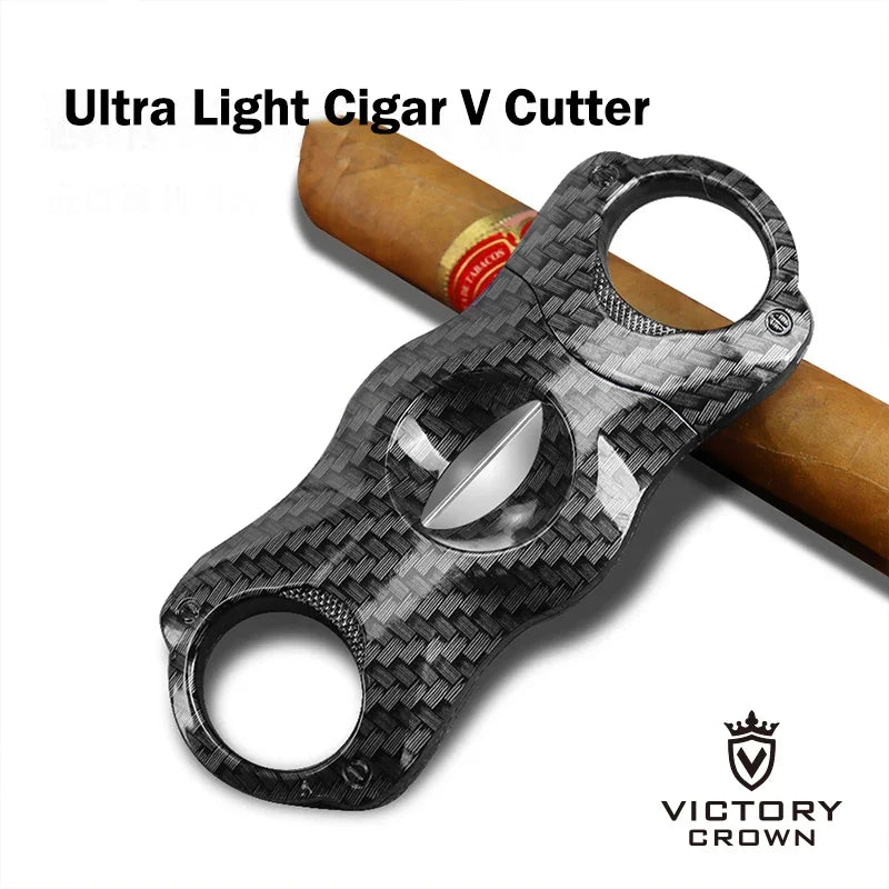 Ultralight Cigar Carbon Fiber Classic V Cigar Cutter Guillotine Pocket Kinfe Smoking