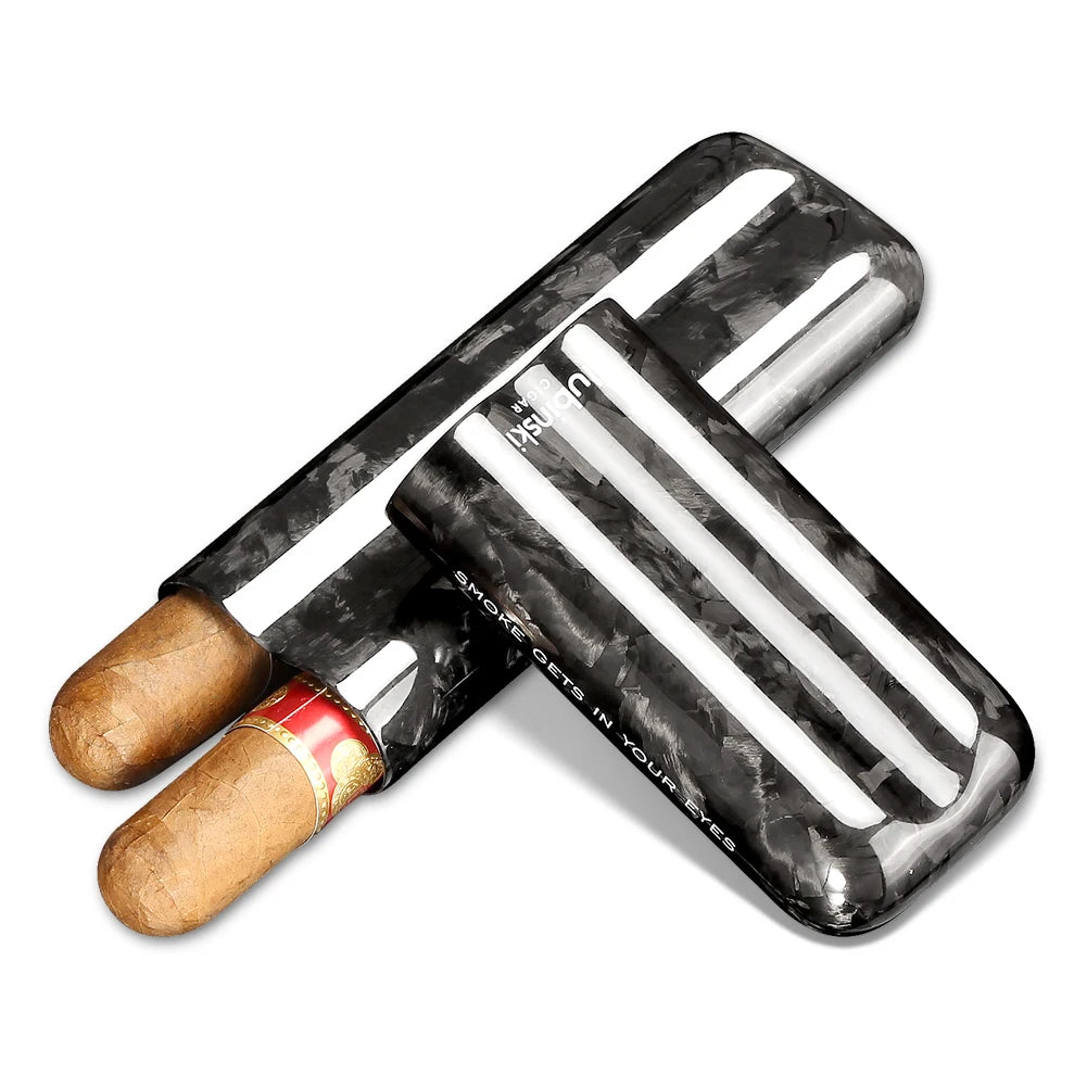 Lubinski Cigar Case Travel Carbon Fiber Luxury Portable Cigar Humidor 2/3 Tube Holder Outdoor Cigar Storage Box