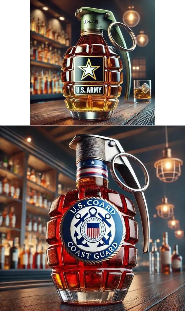 Whiskey Transparent Glass Bottle, Grenade-shaped, Grenade Whiskey Bottle, Creative Bar, Wine Bottle, Household Gadget