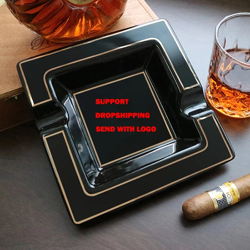 Classic Ceramic Cigar Ashtray Home Cigar Holder Gadgets Portable Travel Pocket Ash Slot Tobacco Cigarette Smoking Accessories
