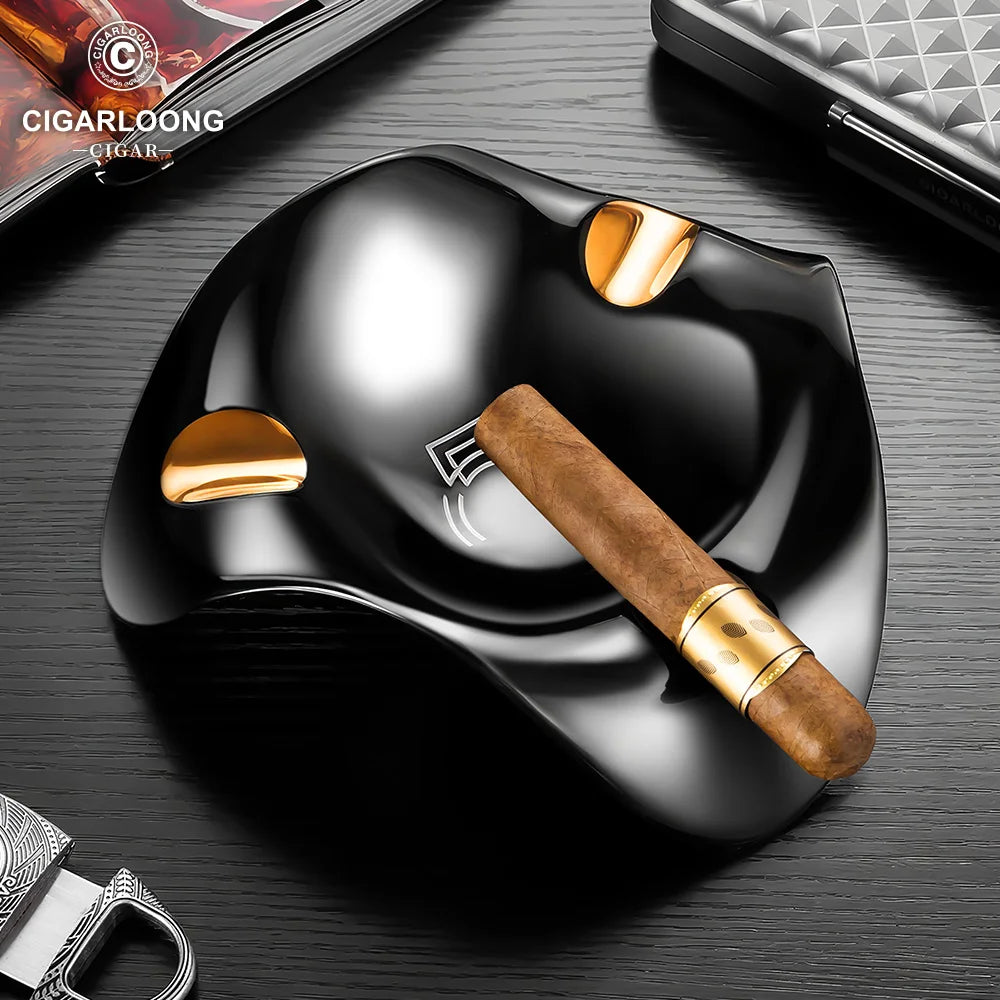 Creative Cigar Ashtray Luxury Ceramic Craft Fashion with 3 Slots Cigarette Extinguisher Home Office Decoration with Logo CG-24K1