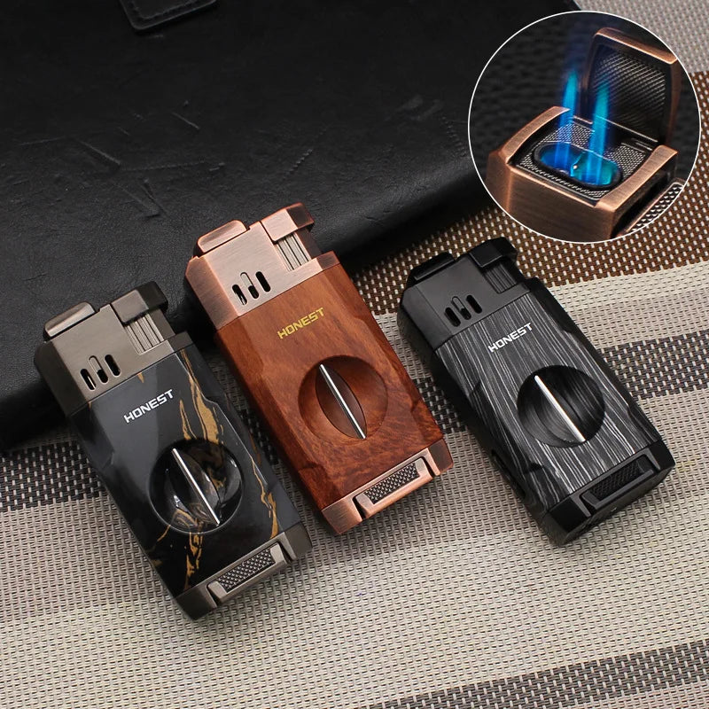 Honest Double Fire Direct-Pulse Cigar Special Lighter Metal V-Cigar Diamond Ignifier Gifts for Boyfriend Wholesale