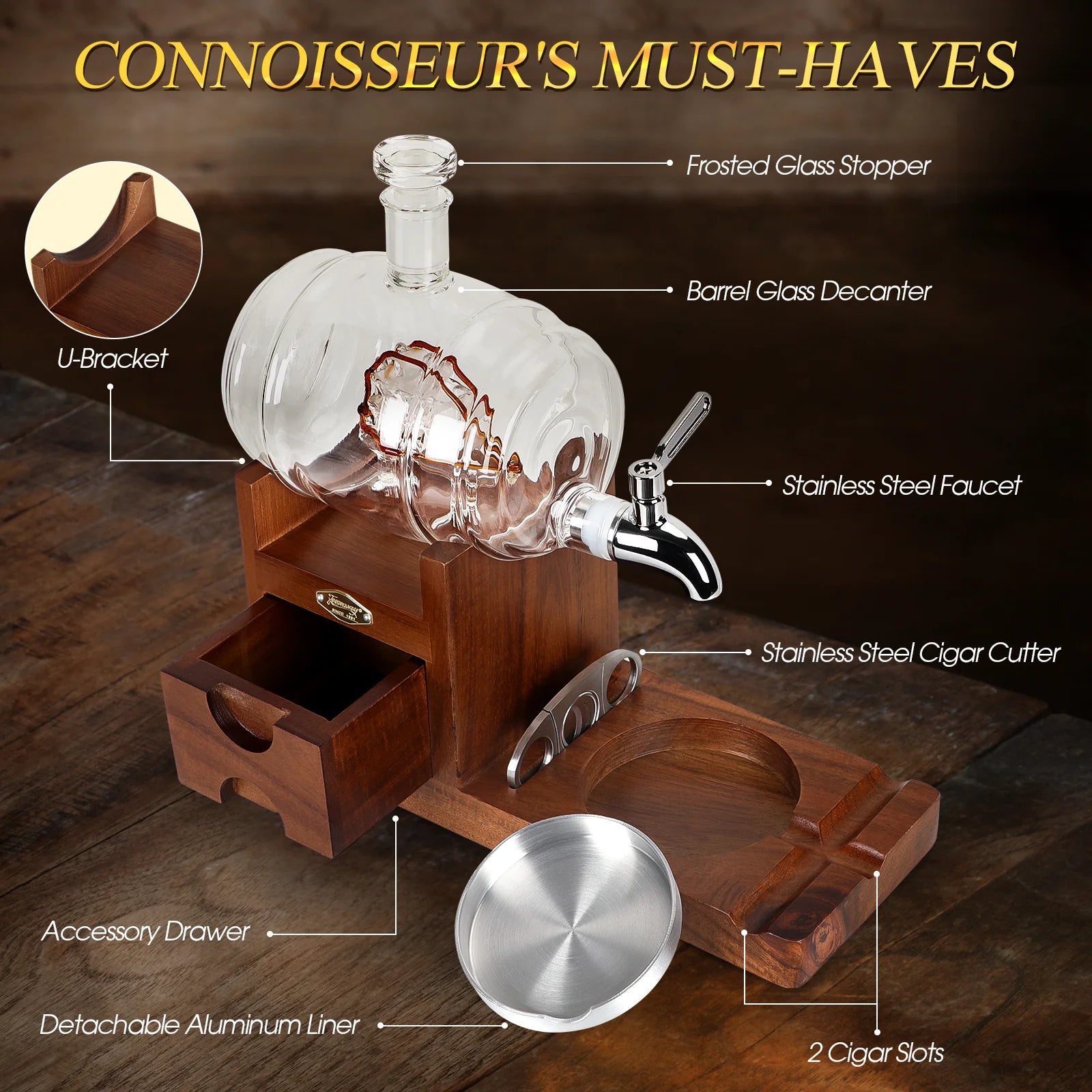 Cigar Ashtray Whiskey Decanter Set