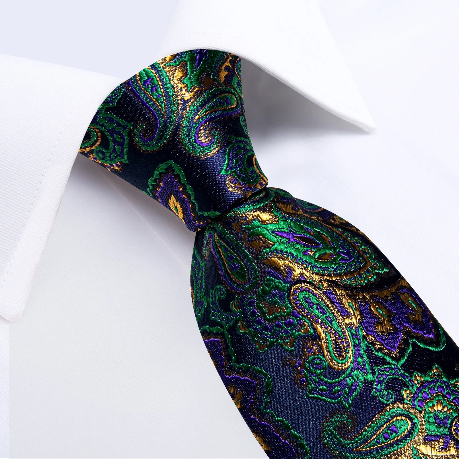 Green Golden Paisley Ties for Men Luxury Wedding Party Prom Men's Suits Accessories Necktie Pocket Suqare Cufflinks Husband Gift