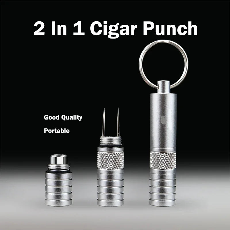 Portable Cigar Punch Cutter, Metal Draw Cigar Enhancer, Cigar Needler