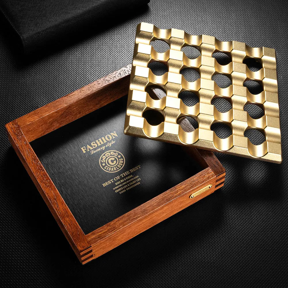 Creative Cigar Ashtray Metal Solid Wood Cigarette Extinguisher Multiple Grooves Large Diameter Home Decoration CL-2020